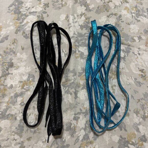 (2) Pairs Glitter Colored Gold Green Sparkle 42 Inch Shoe Laces Flat - Picture 1 of 2